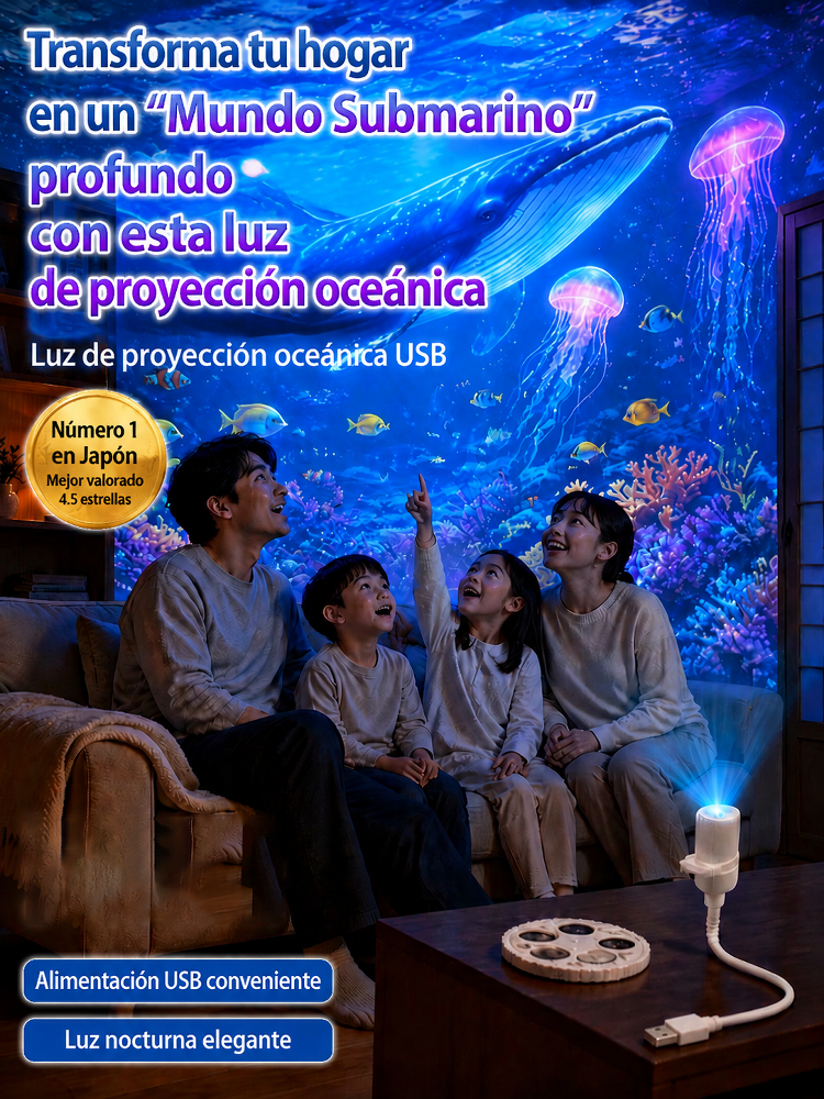 Comauo - Proyector de Océano y Galaxia: Tecnología de proyección 3D de altísima definición. ¡Transforma tu habitación y tu coche en un acuario en solo 1 segundo!