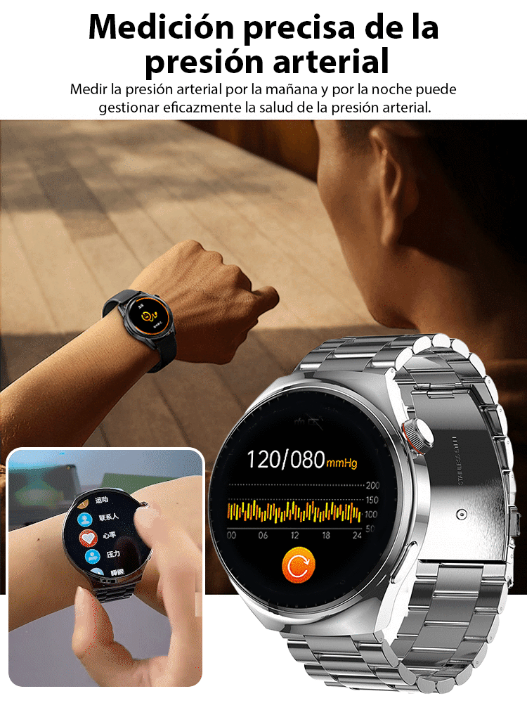 【¡Adiós a los Piquetes!】¡El reloj inteligente de salud de última generación: Medición SinDolor 5 en 1! ¡Mediciones gratuitas de por vida!