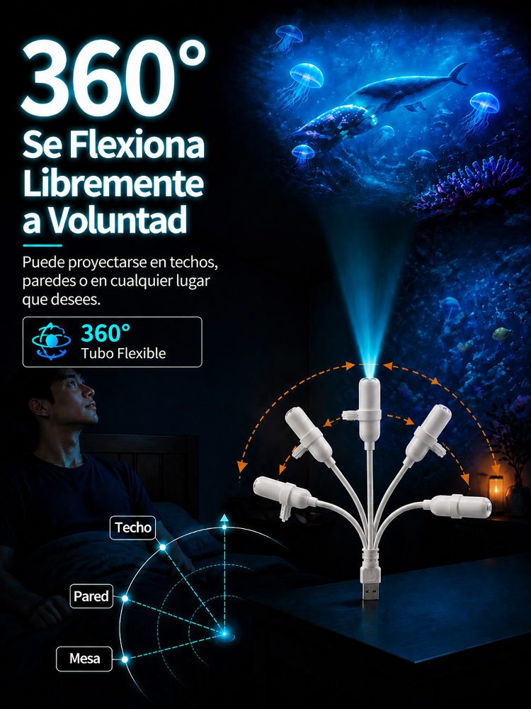 Comauo - Proyector de Océano y Galaxia: Tecnología de proyección 3D de altísima definición. ¡Transforma tu habitación y tu coche en un acuario en solo 1 segundo!