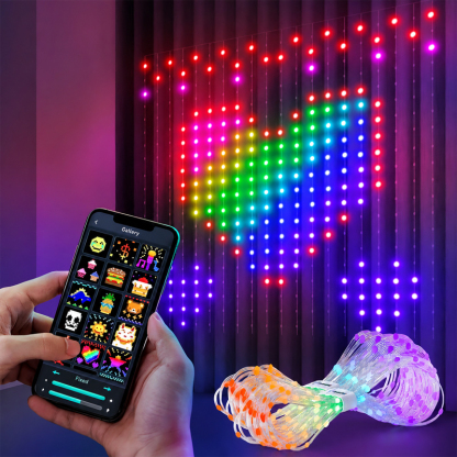 3D Holográfico Multicolor Cadena de Luces Matriciales | +100 Temas Dinámicos y Texto DIY | Instálalo en 1 min