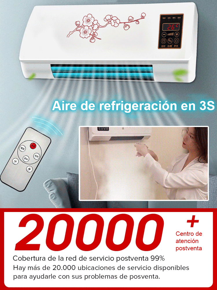 【Sin unidad exterior, instalación libre de perforaciones】Aire acondicionado de pared para uso doméstico, frío y calor