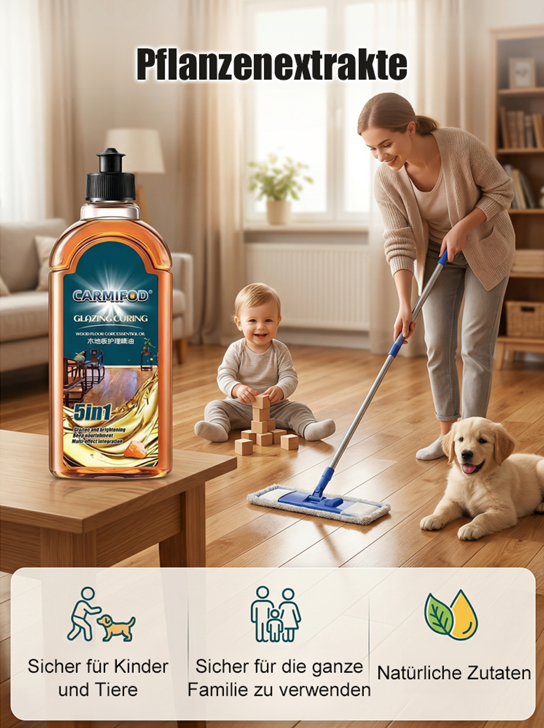 ✨ 3 Sekunden Anwendung – 20 Jahre alter Holzboden wird wie neu!Bodenaufhellungsreiniger für effiziente Reinigung + tiefe Pflege