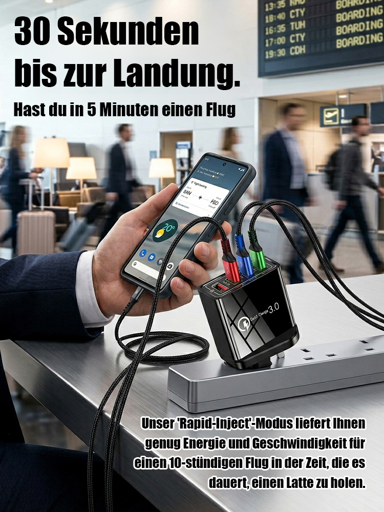 【Verbessern Sie die Akkulaufzeit Ihres Handys】Vierfacher Reise-Ladegerät