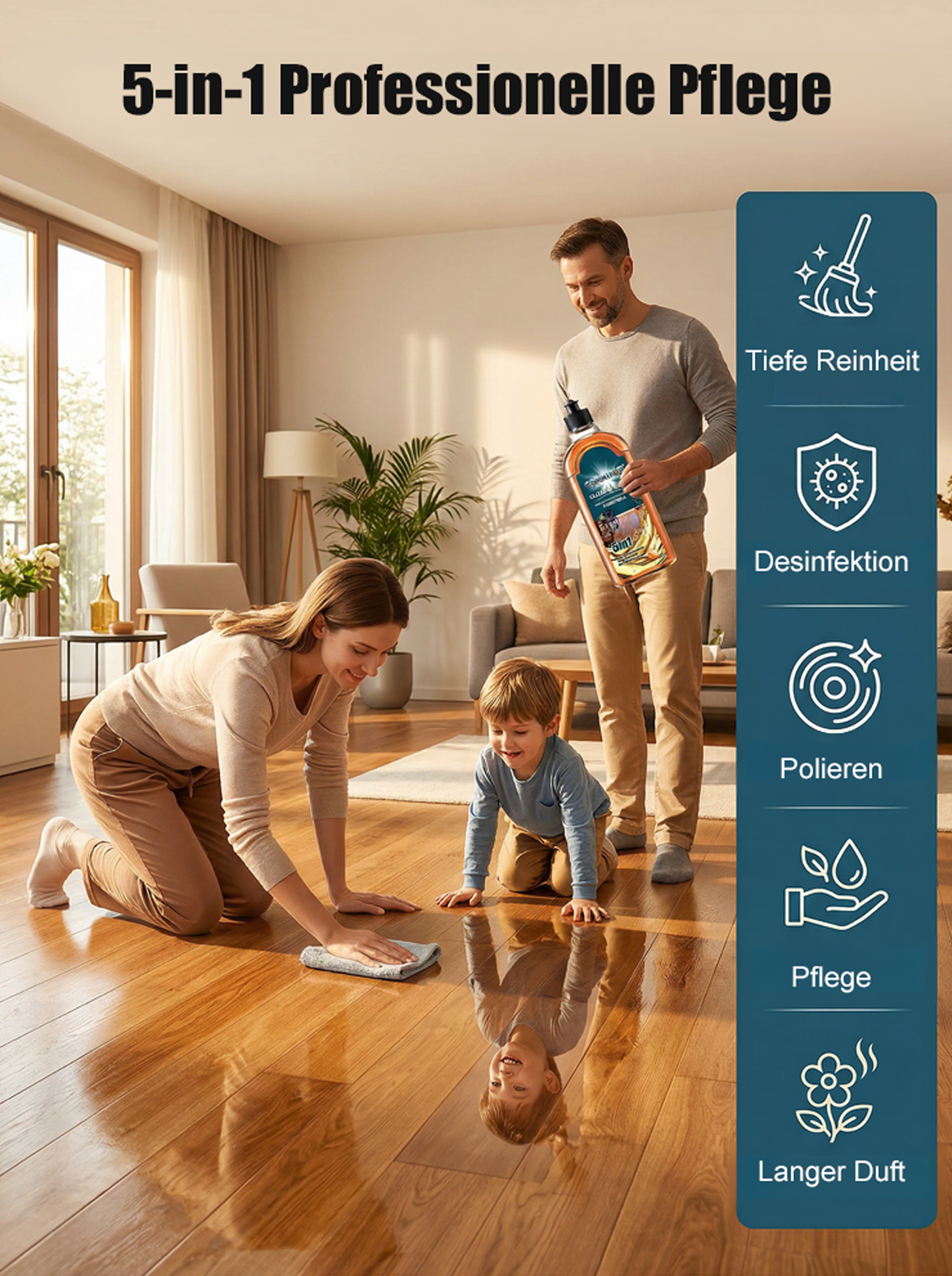✨ 3 Sekunden Anwendung – 20 Jahre alter Holzboden wird wie neu!Bodenaufhellungsreiniger für effiziente Reinigung + tiefe Pflege