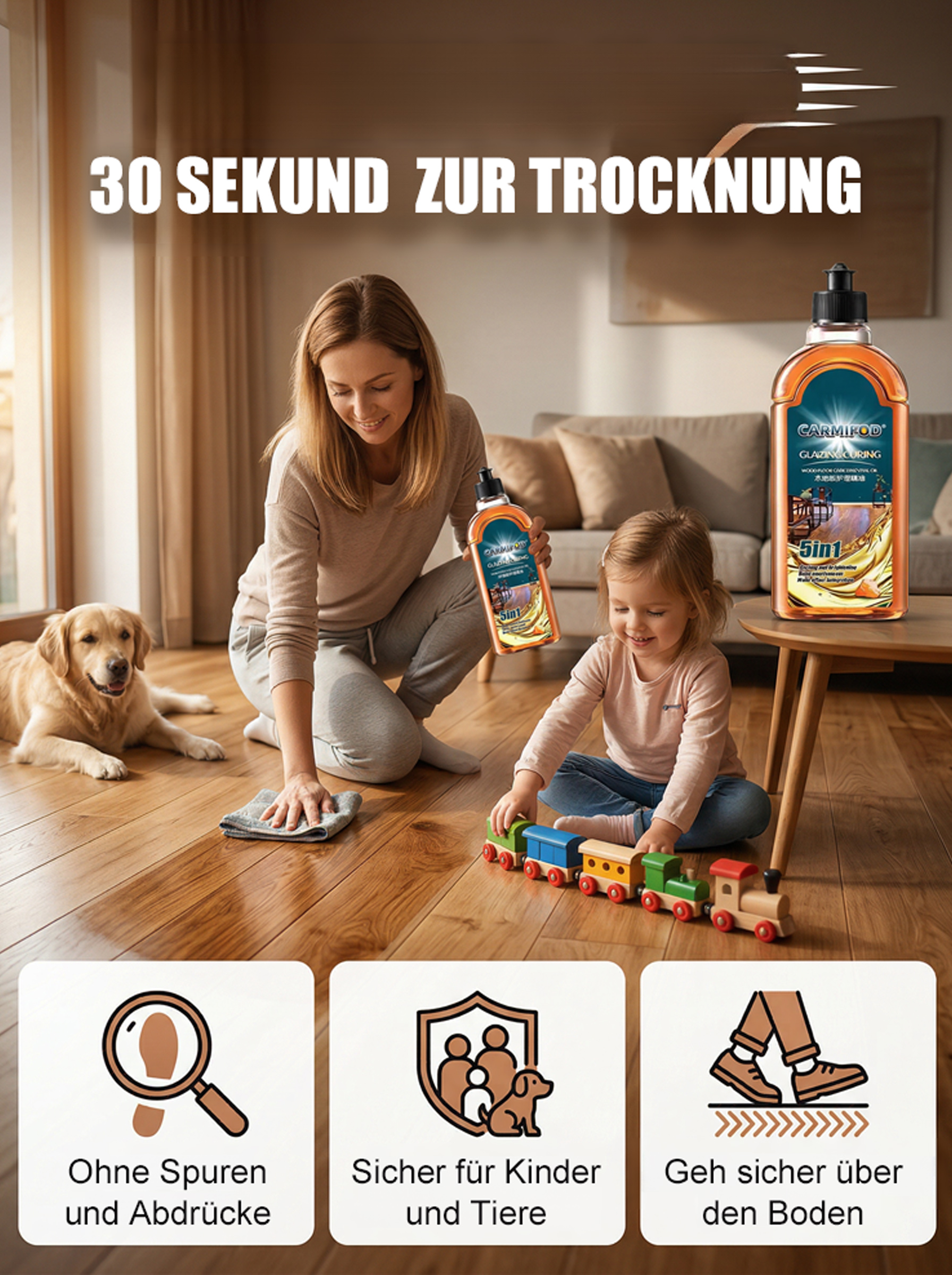 ✨ 3 Sekunden Anwendung – 20 Jahre alter Holzboden wird wie neu!Bodenaufhellungsreiniger für effiziente Reinigung + tiefe Pflege