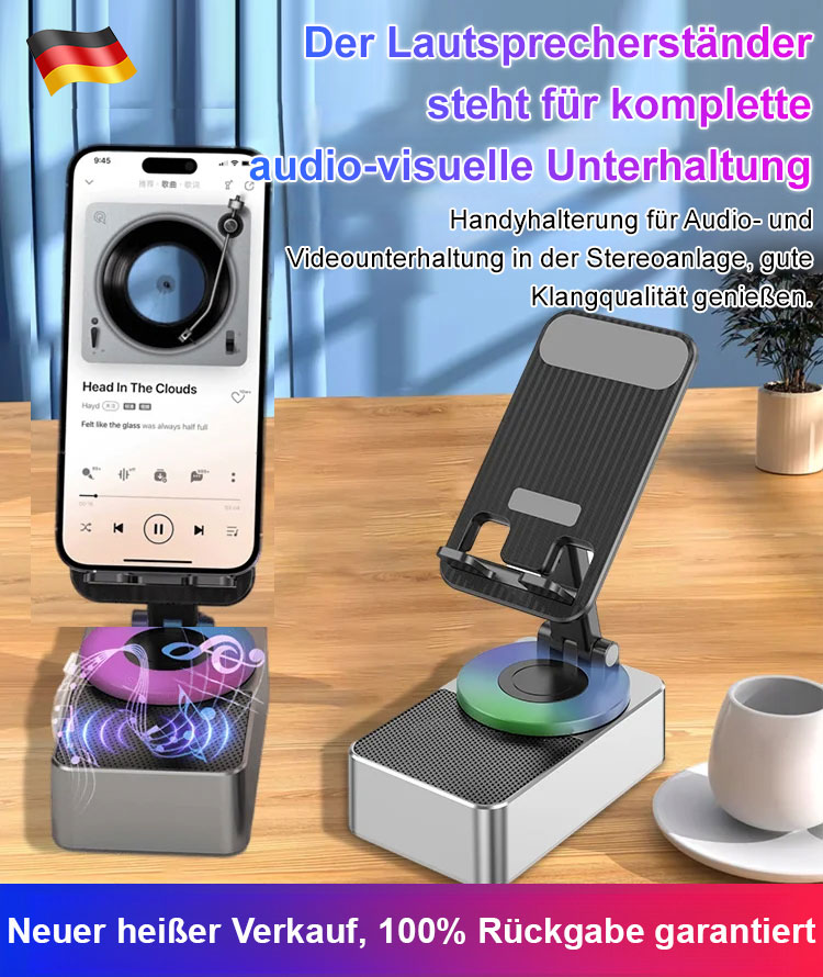  Alles in Einem: Ständer, Bluetooth-Lautsprecher und Powerbank