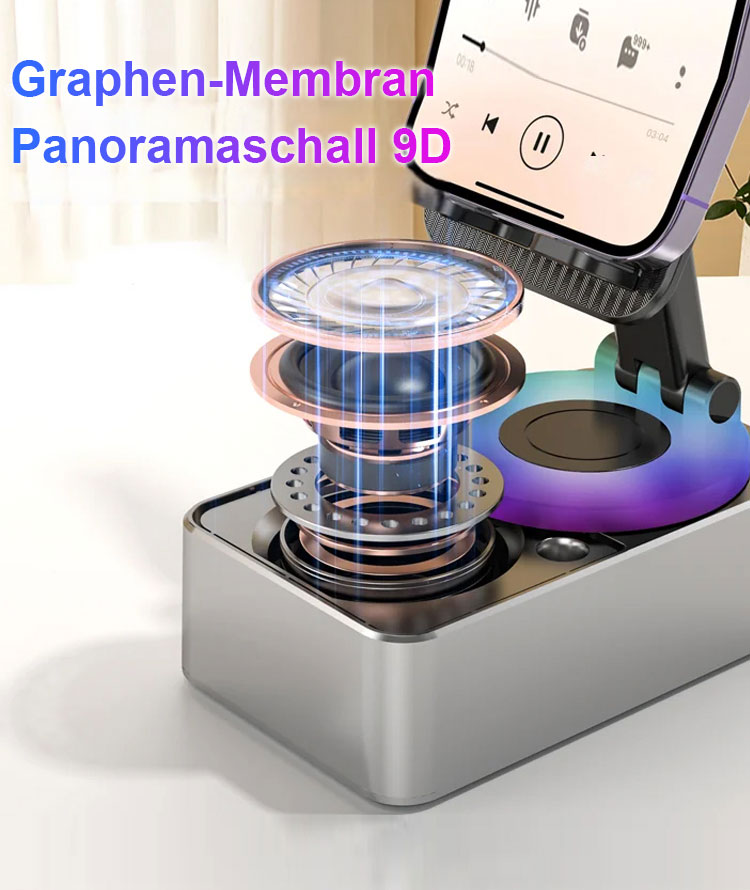  Alles in Einem: Ständer, Bluetooth-Lautsprecher und Powerbank