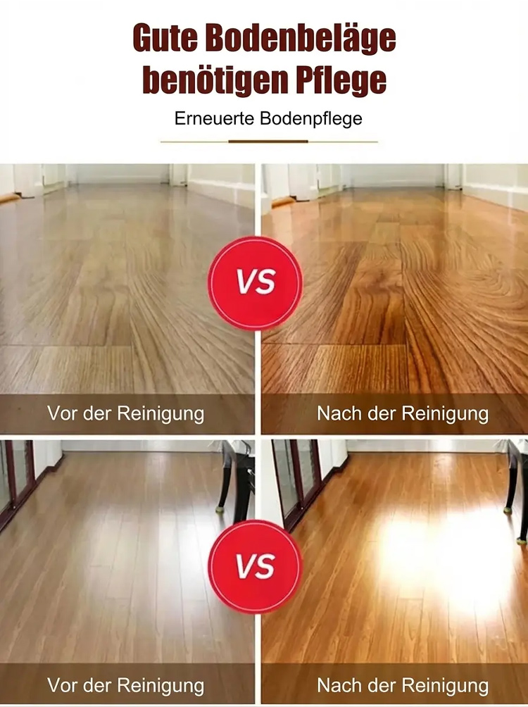 ✨ 3 Sekunden Anwendung – 20 Jahre alter Holzboden wird wie neu!Bodenaufhellungsreiniger für effiziente Reinigung + tiefe Pflege