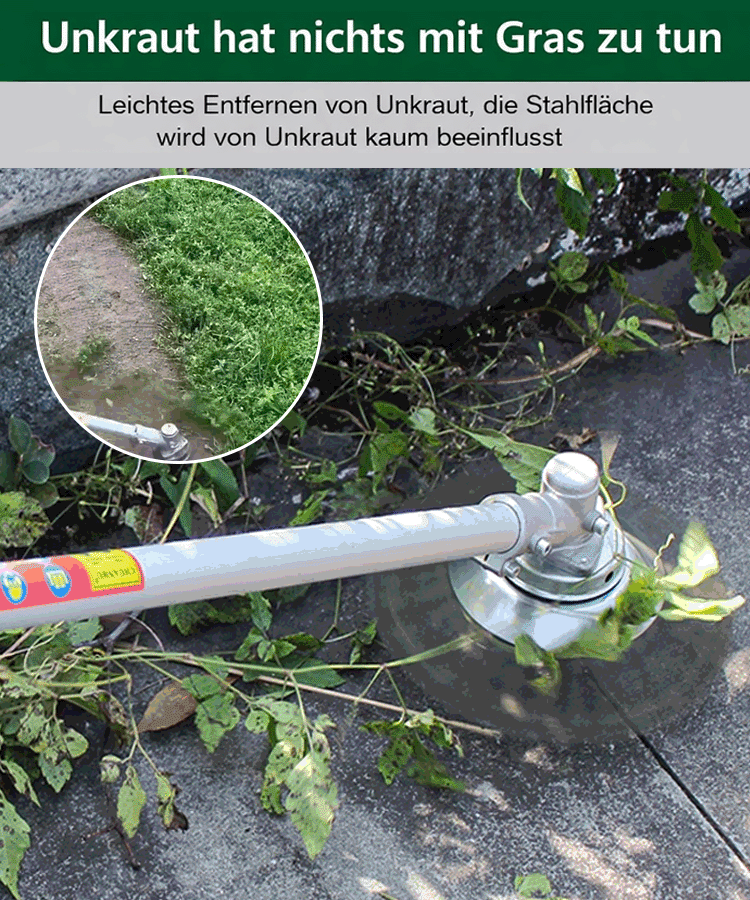 [10 JAHRE OHNE WECHSEL] Verschleißfreies Hochkohlenstoffstahl-Jäterad – Universell passend für alle Motorsensen!