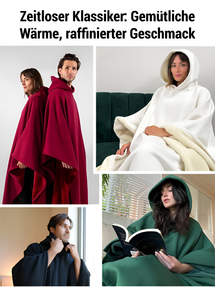 Kapuze mit Knöpfen, lockerer Wollmantel, Unisex.