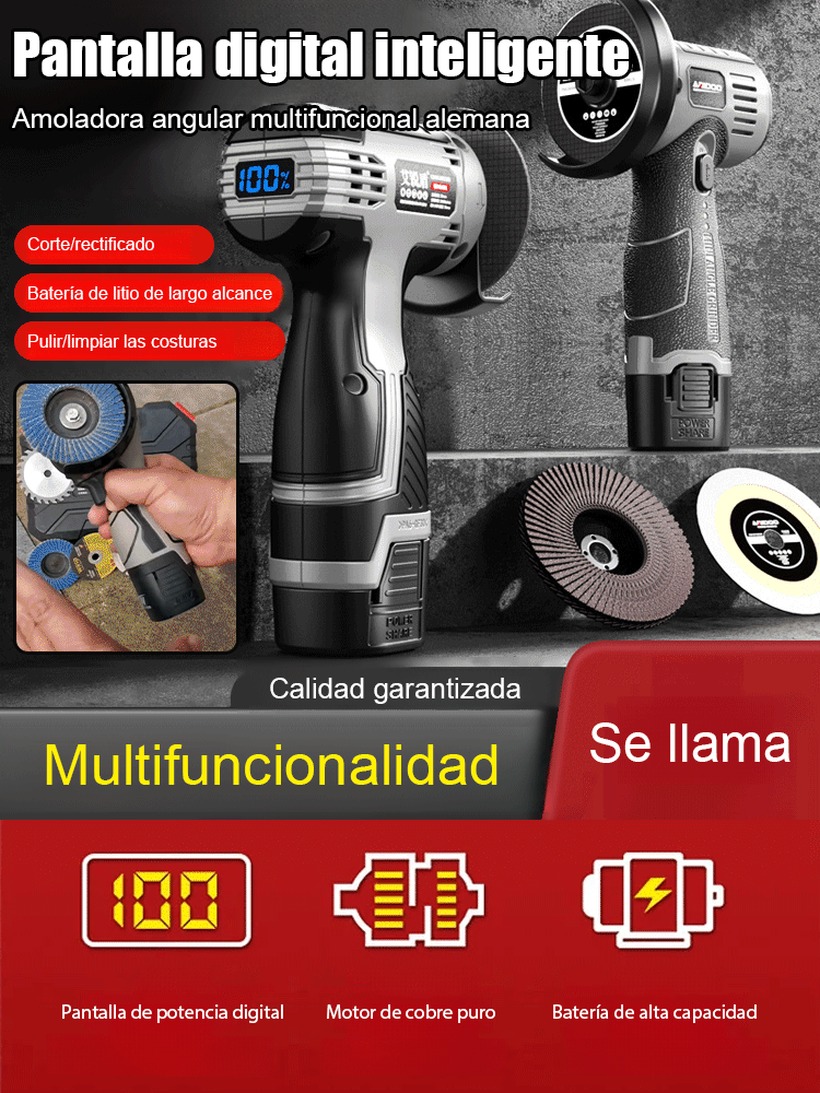 【Pantalla digital inteligente】Amoladora angular multifuncional alemana⚡️Compacto en tamaño, pero con un rendimiento potente: corta fácilmente bloques de metal, tubos de hierro e incluso tubos de rayos catódicos de televisores antiguos.