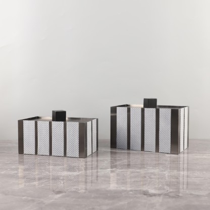 Minimalist metal woven leather jewelry box storage box