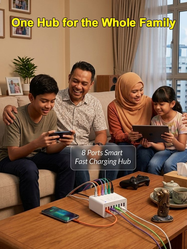 Charge 50% faster! PD 30W & QC 3.0 for 8 devices simultaneously ⚡The charging station of 2026: One hub for everything – from iPhone to laptop 📱💻Safe fast charging: Intelligent chips protect your batteries around the clock 🛡️