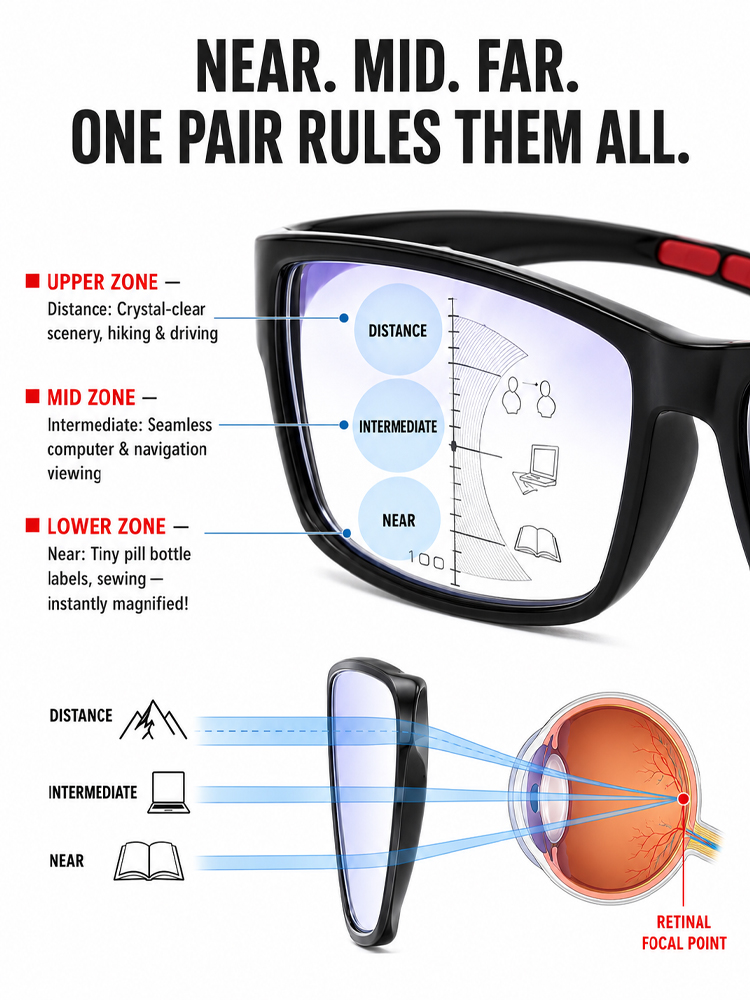 ✅ Stop swapping glasses forever! One pair for seamless vision and instant sun protection.