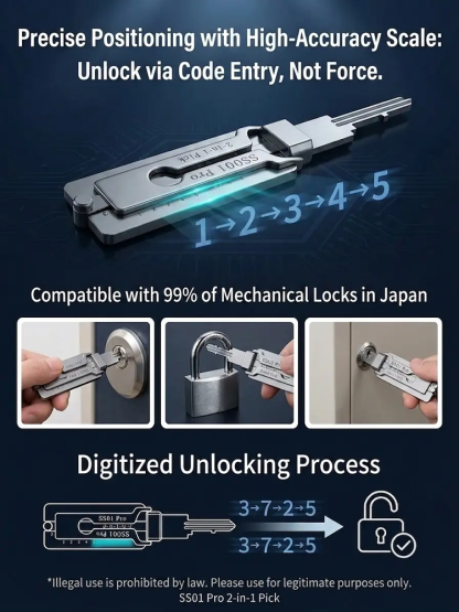 【Multipurpose Universal Key Tool】 Opens house, safe, or car locks in under 30 seconds. Never worry about lost keys again.