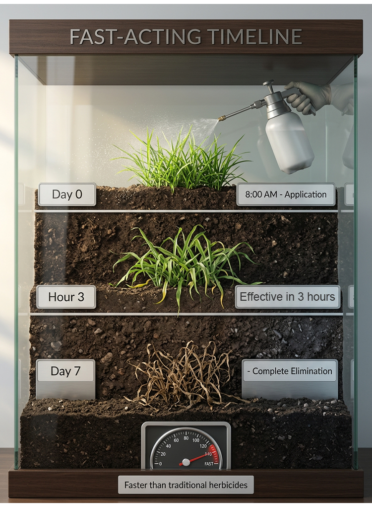 【Powerful Root-Killing Herbicide】✨ Weeds vanished within just one day ✅ Replanting possible after only 3 days 👍 No need to weed all year round