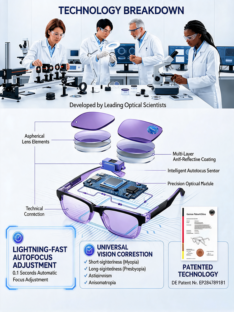 New color-changing zoom titanium alloy reading glasses👓 Smart Autofocus Glasses (Moorfields & Cambridge Tech)