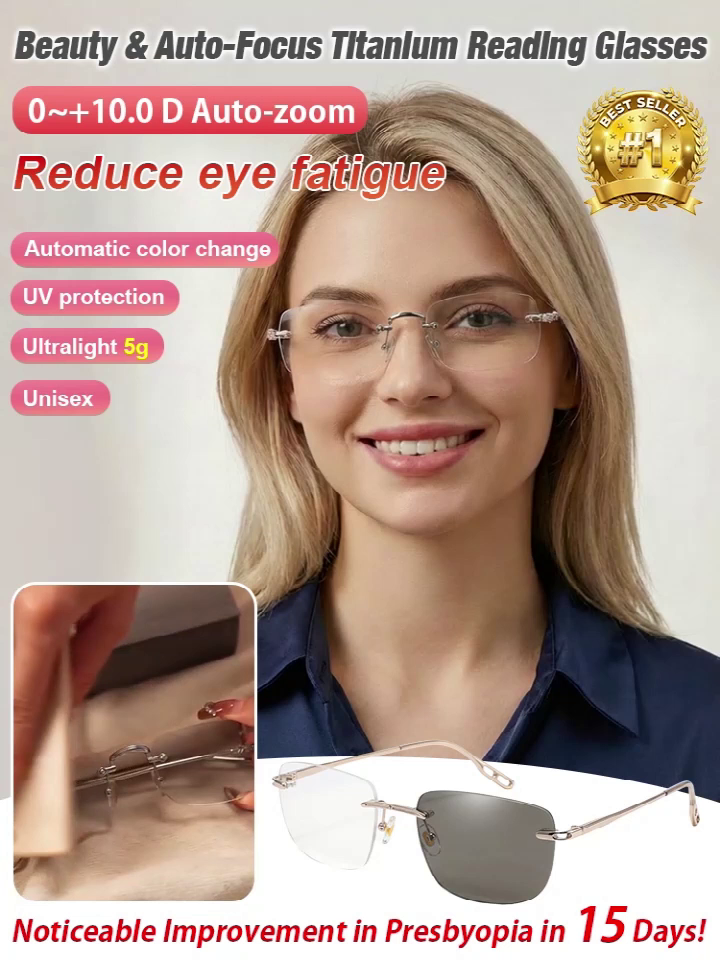 New color-changing zoom titanium alloy reading glasses👓 Smart Autofocus Glasses (Moorfields & Cambridge Tech)
