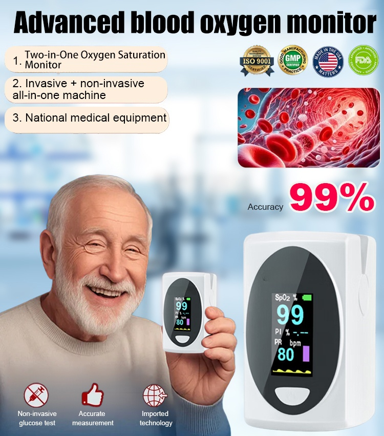 【Finger-Clip Pulse Oximeter】✌️No finger pricking required👍99% Accuracy⌚️Measure your blood sugar, blood pressure, cholesterol, blood oxygen, and heart rate precisely in just 5 seconds.