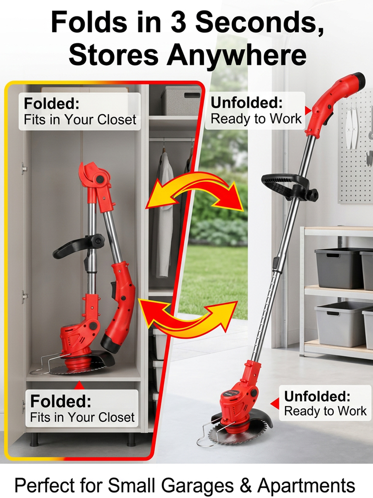 🚀Mow 5X Faster: Clear 100㎡ in 3 Mins Without Ever Bending Over! No More Repeat Passes!