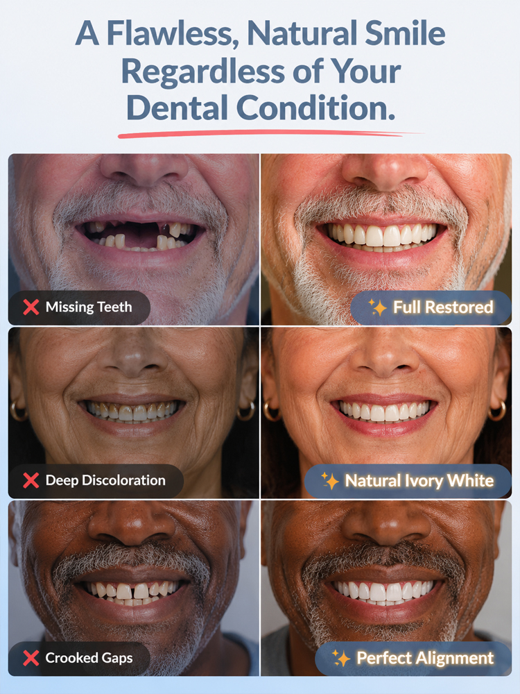 100% Realistic and Comfortable Dentures | Painless, No Glue Required丨Unisex