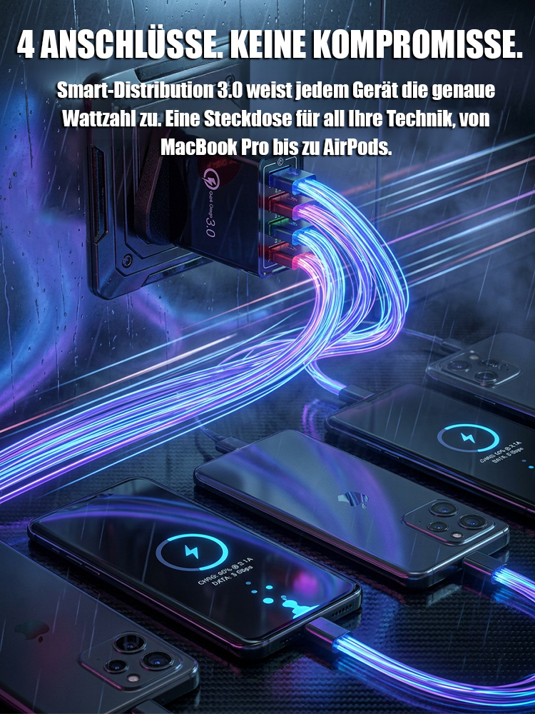 【Verbessern Sie die Akkulaufzeit Ihres Handys】Vierfacher Reise-Ladegerät