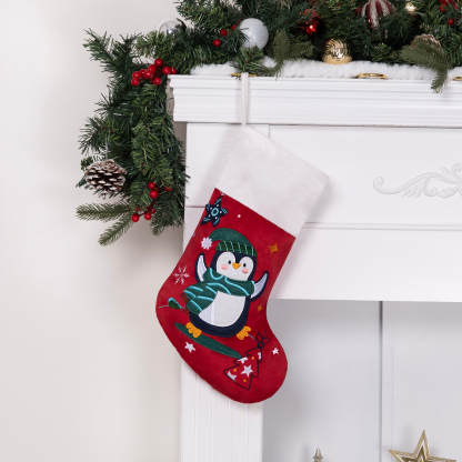 🎅Velvet Embroidered Applique Christmas Stocking