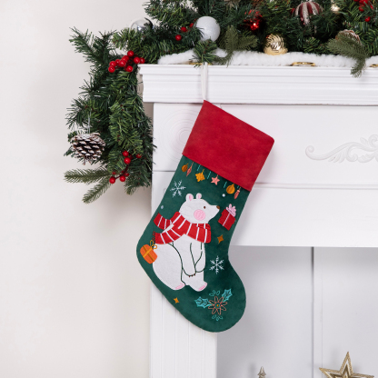 🎅Velvet Embroidered Applique Christmas Stocking