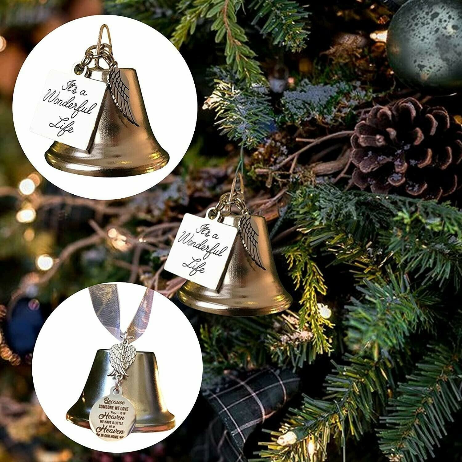 🎄EARLY CHRISTMAS SALE - Christmas Ornaments Angel Wings Bell🎅