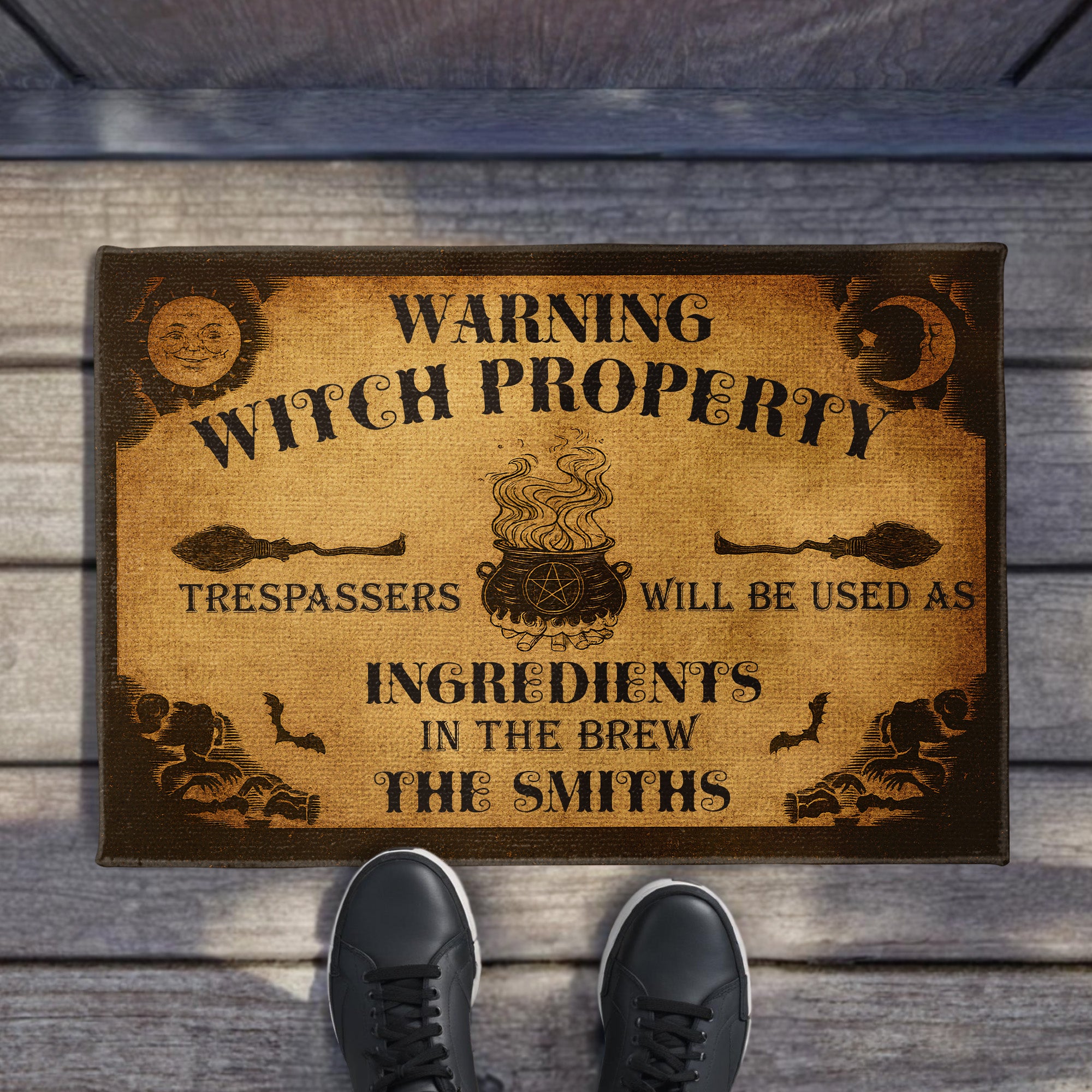 Warning Witch Property, Personalized Custom Doormat, Gift For Witchcraft Enthusiasts