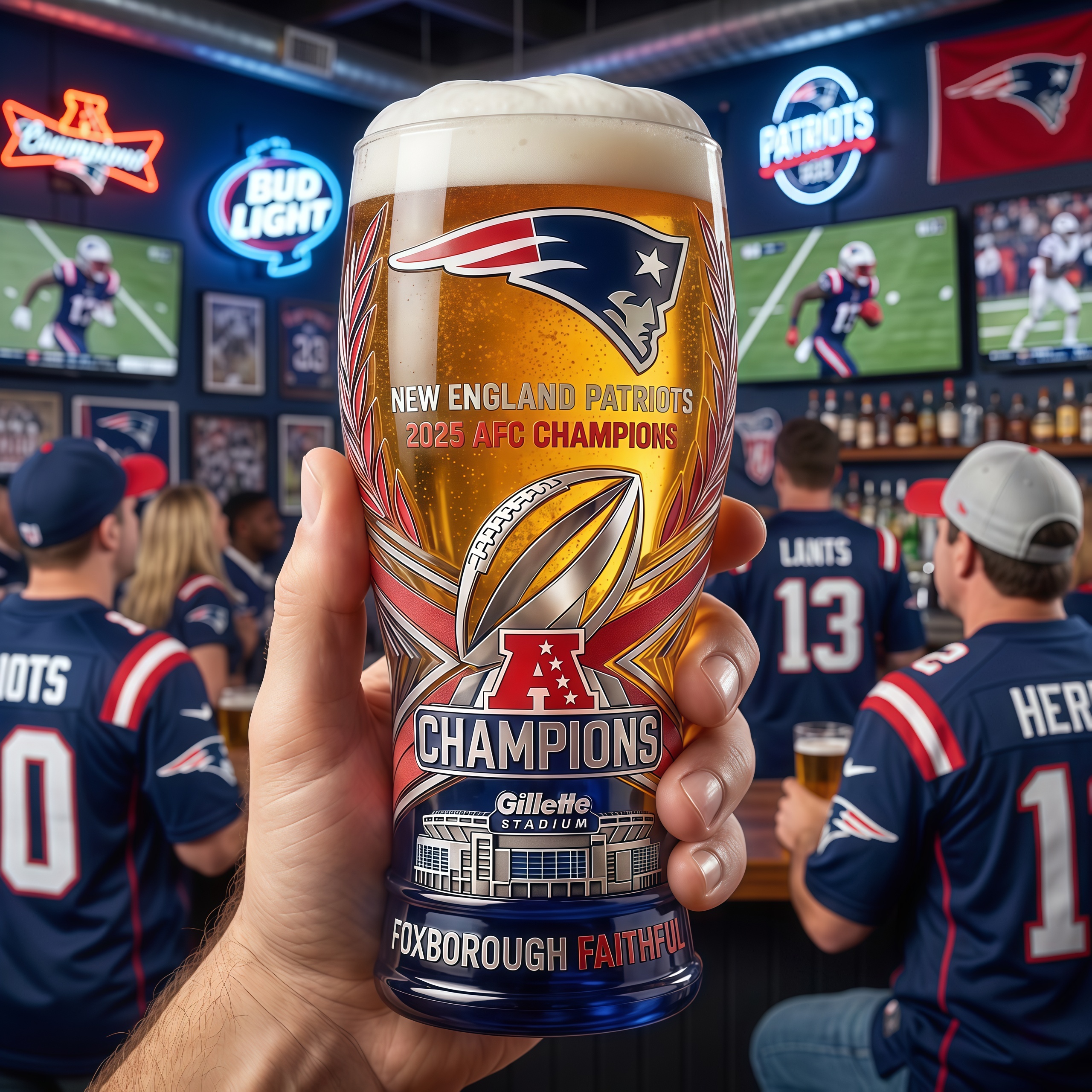 New England Patriots 2025 AFC Champions Commemorative Tumbler