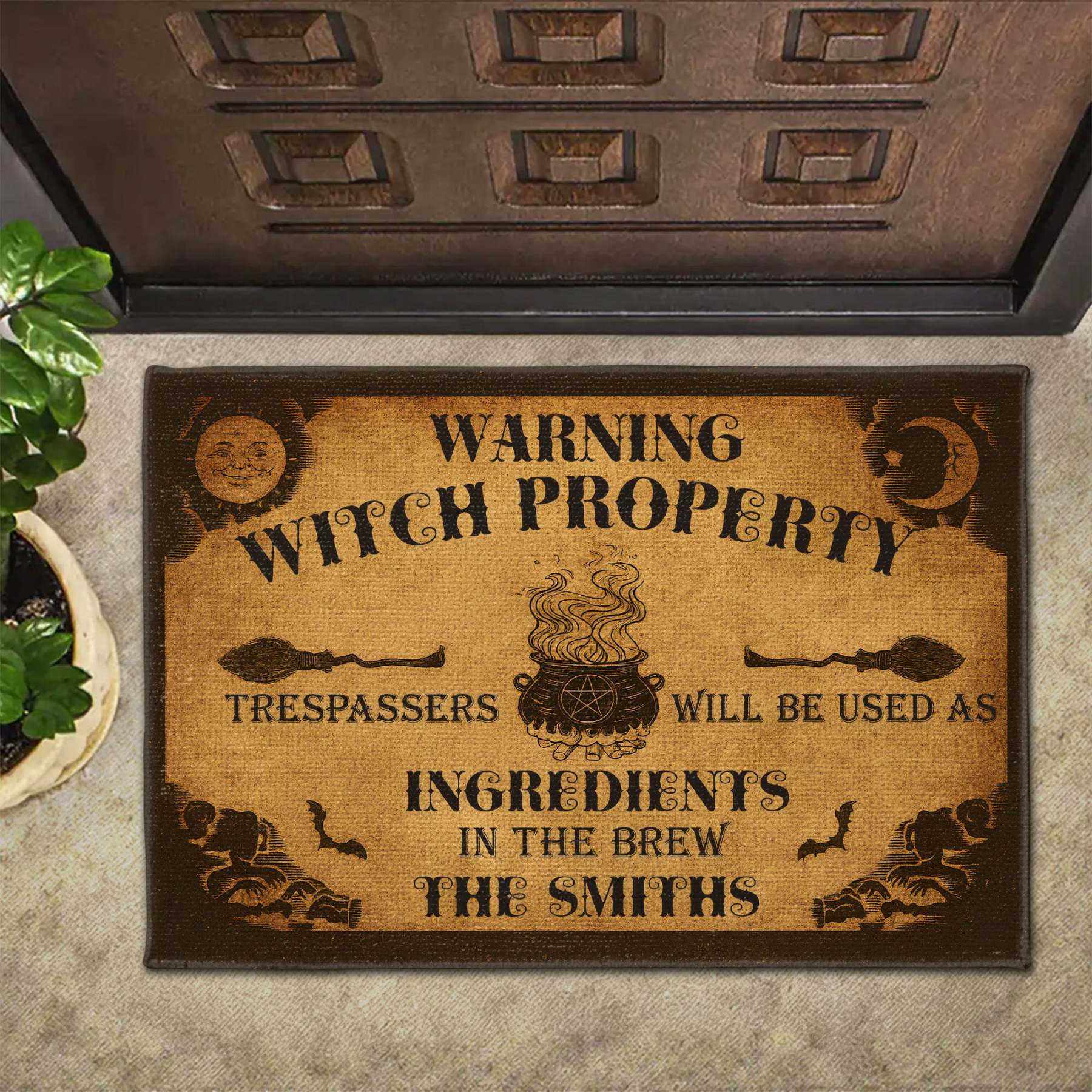 Warning Witch Property, Personalized Custom Doormat, Gift For Witchcraft Enthusiasts