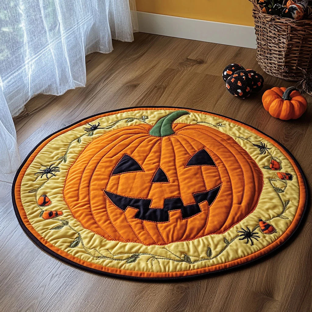 Halloween Theme Quilted Round Mat