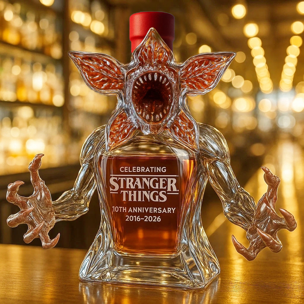 Demogorgon whiskey bottle celebrating Stranger Things' 10th anniversary