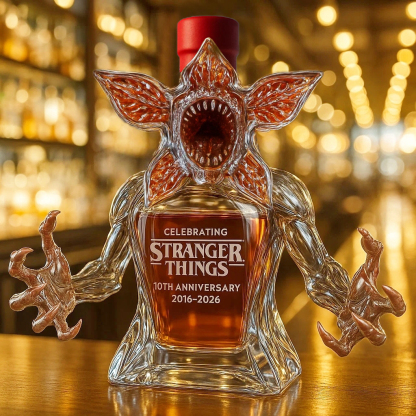 Demogorgon whiskey bottle celebrating Stranger Things' 10th anniversary