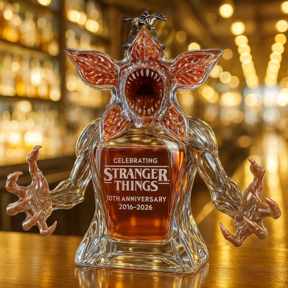 Demogorgon whiskey bottle celebrating Stranger Things' 10th anniversary