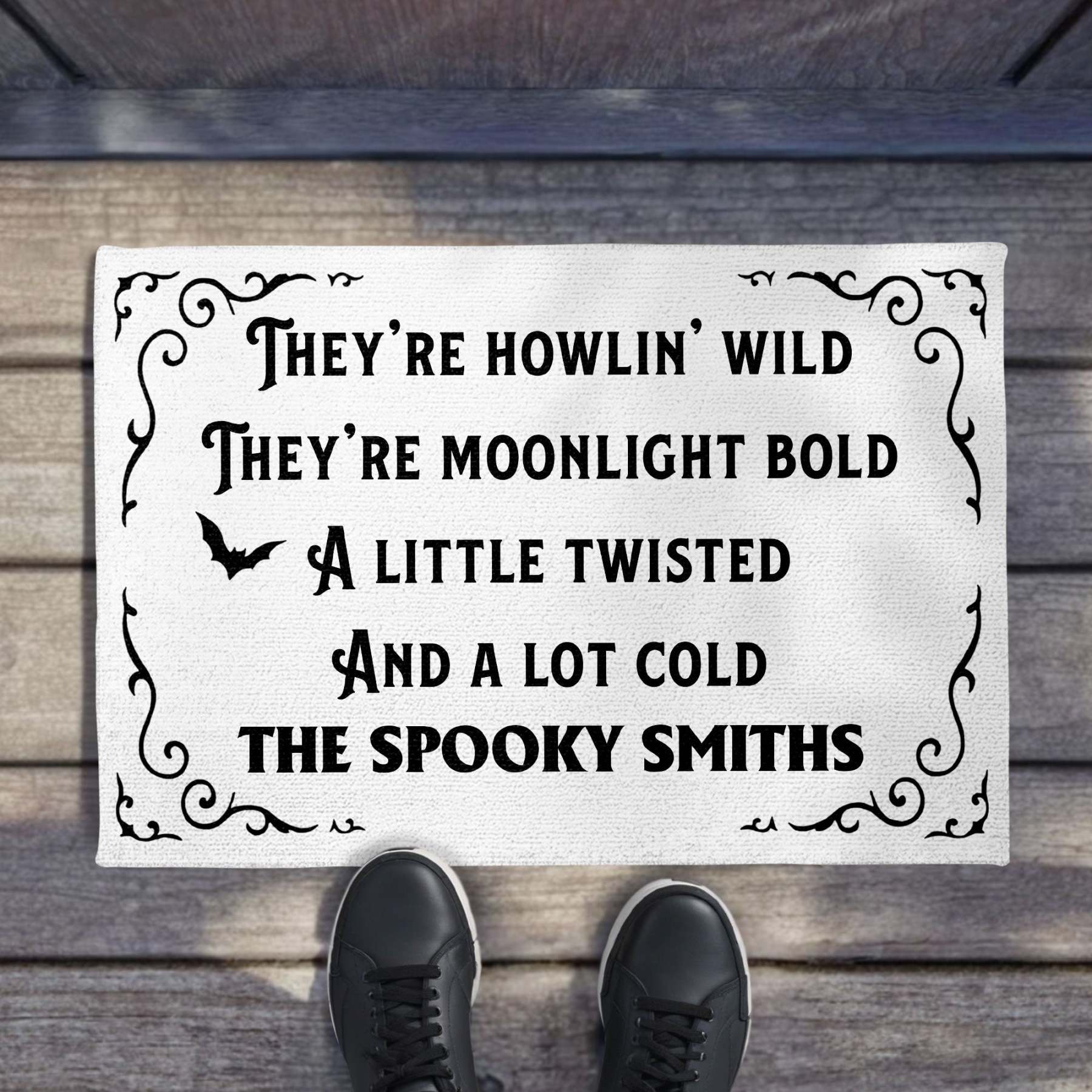 They're Howlin' Wild, Moonlight Bold, Spooky Personalized Doormat, Gift For Family and Halloween Lovers  5.0