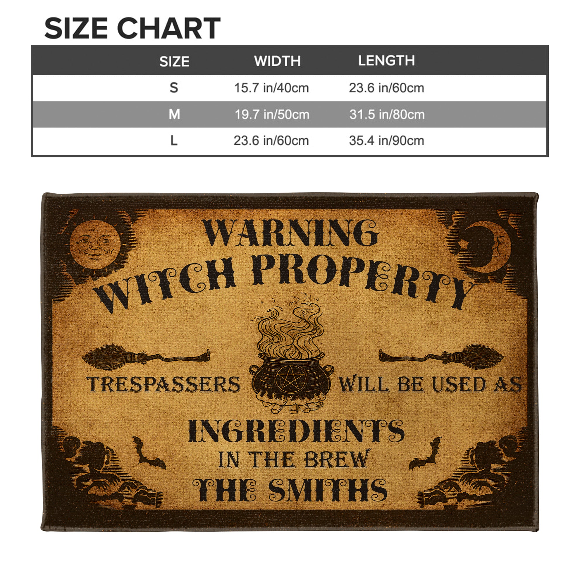 Warning Witch Property, Personalized Custom Doormat, Gift For Witchcraft Enthusiasts
