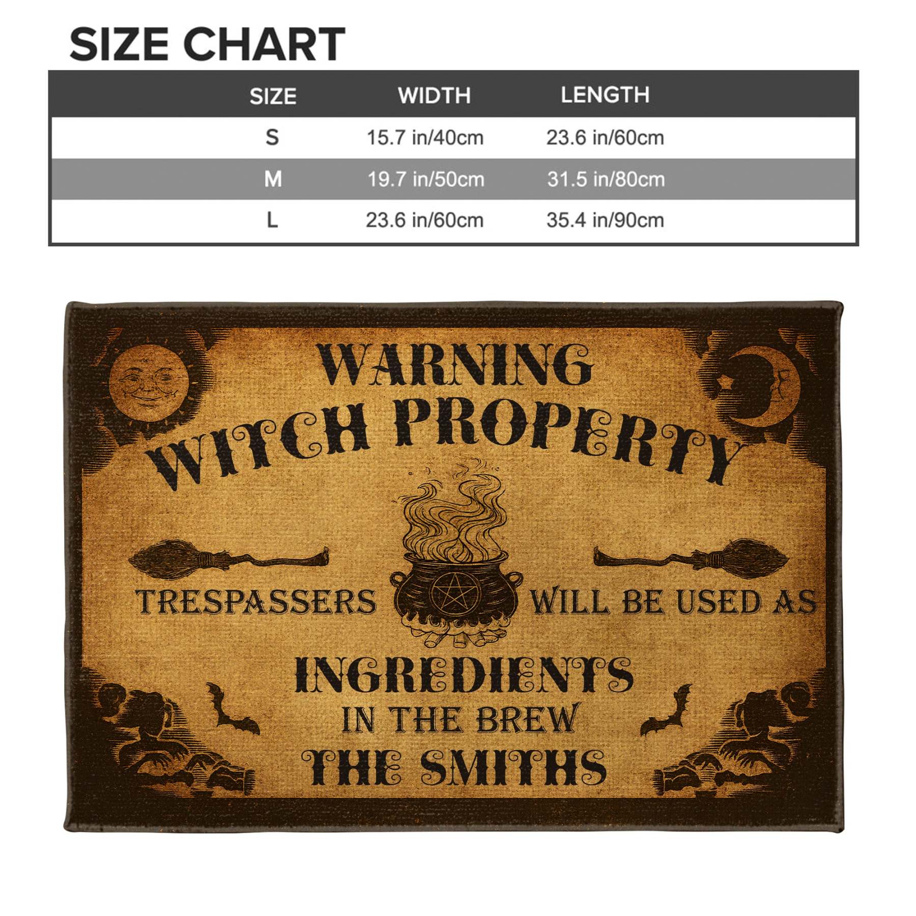 Warning Witch Property, Personalized Custom Doormat, Gift For Witchcraft Enthusiasts
