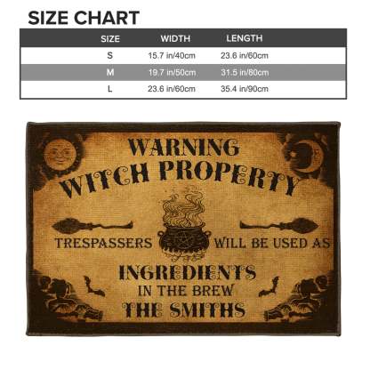 Warning Witch Property, Personalized Custom Doormat, Gift For Witchcraft Enthusiasts