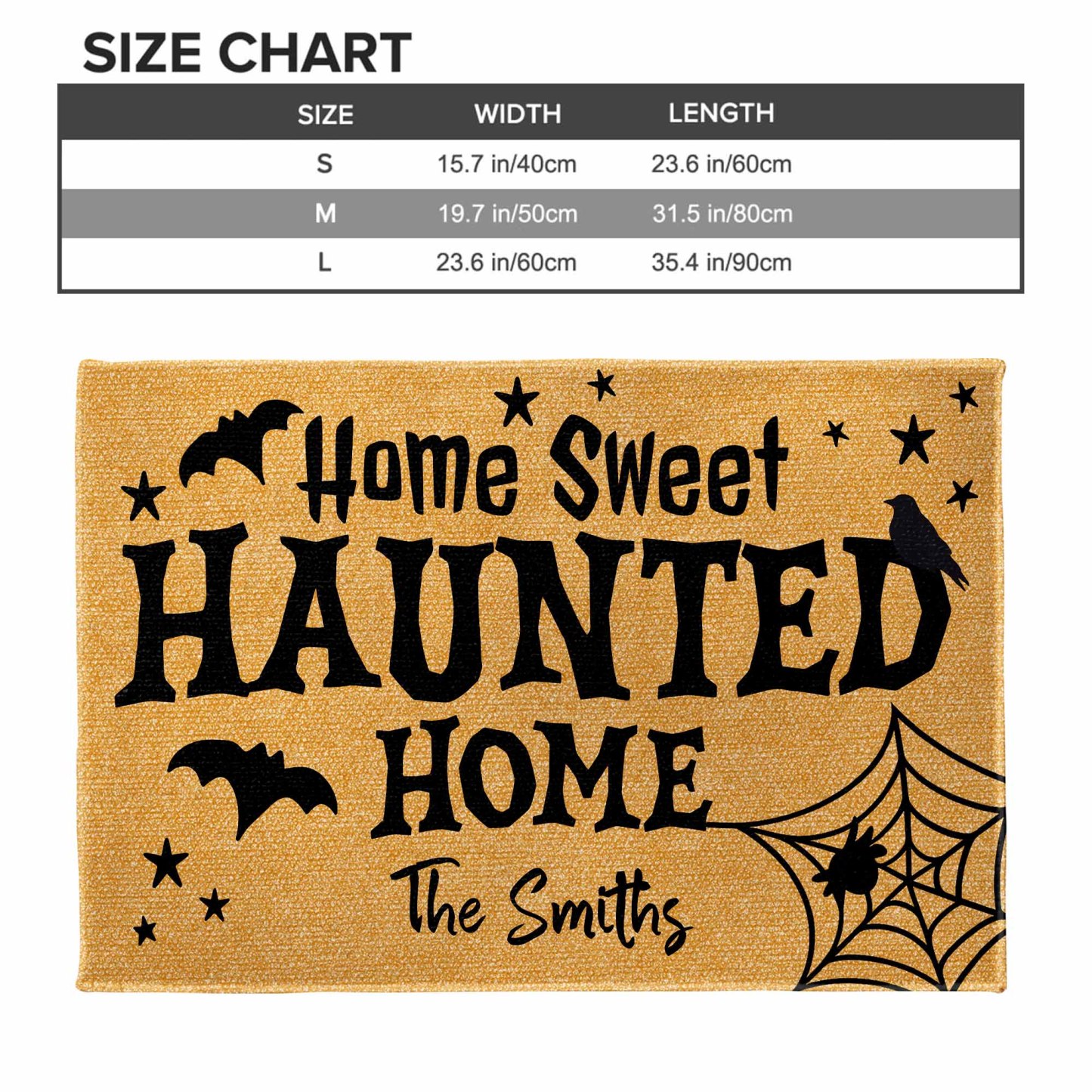 Home Sweet Haunted Home With Bats And Crow, Personalized Custom Doormat, Gift For Family And Halloween Lovers
