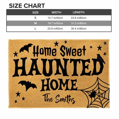 Home Sweet Haunted Home With Bats And Crow, Personalized Custom Doormat, Gift For Family And Halloween Lovers