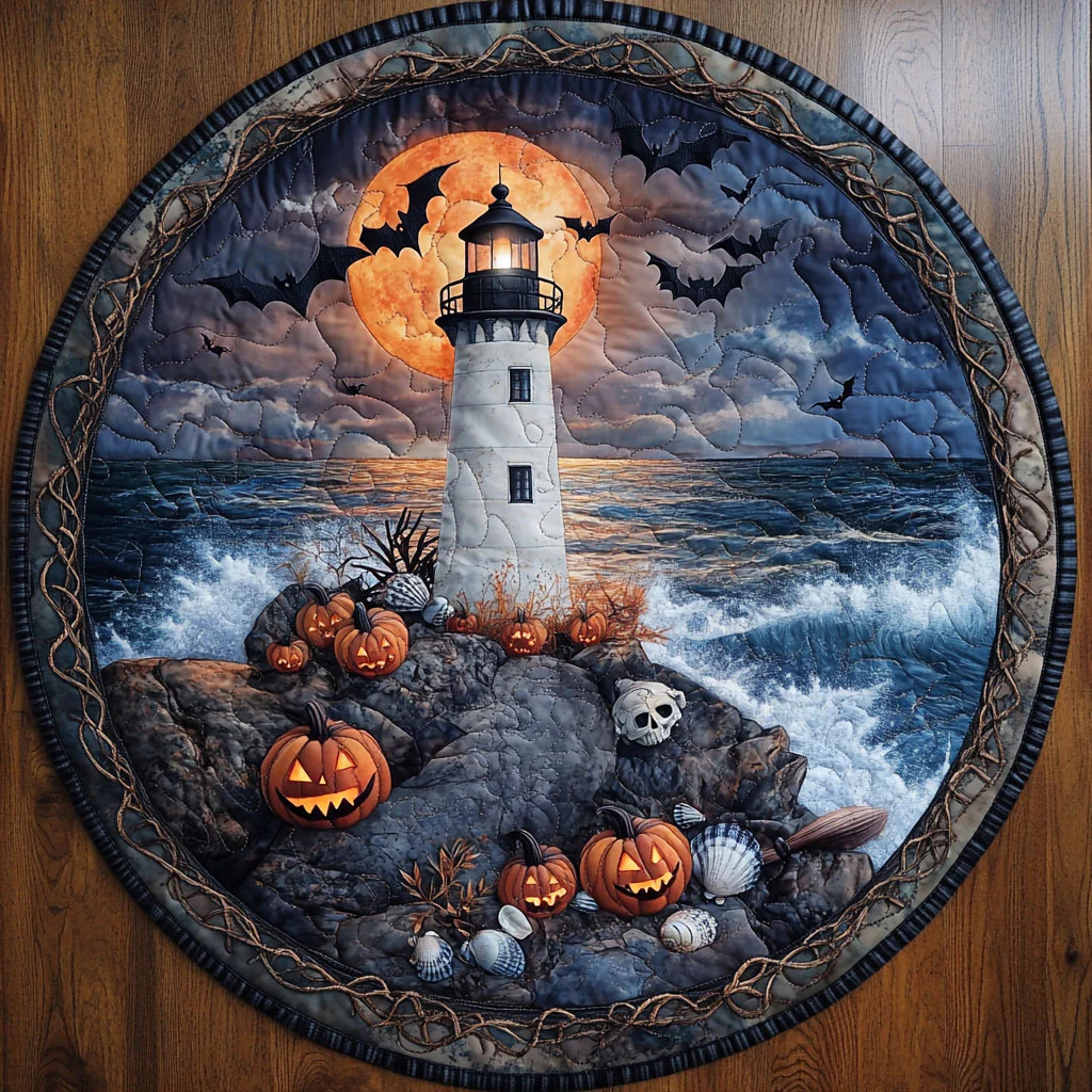 Halloween Theme Quilted Round Mat