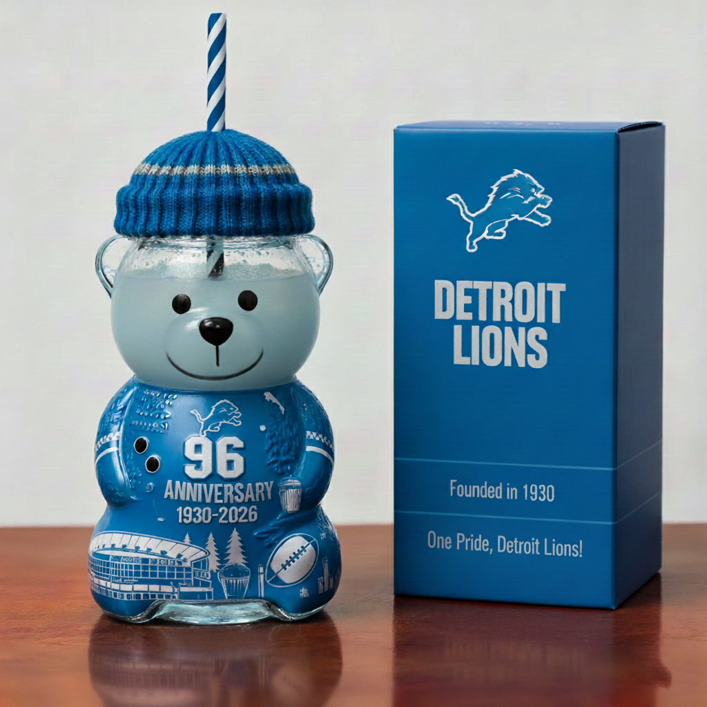 Detroit Lions 96th Anniversary Collectible Bear Bottle (1930–2026)