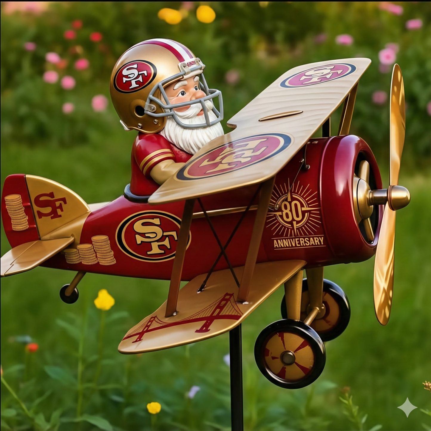 San Francisco 49ers 80th Anniversary Commemorative Garden Windmill