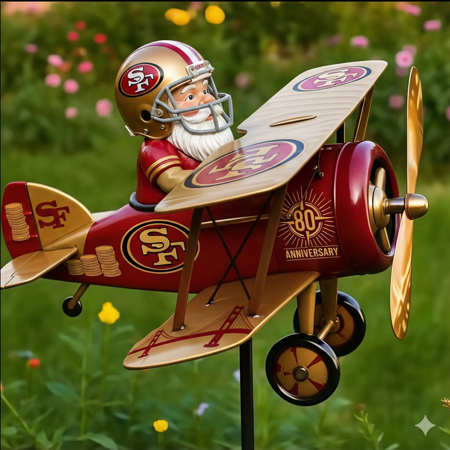 San Francisco 49ers 80th Anniversary Commemorative Garden Windmill