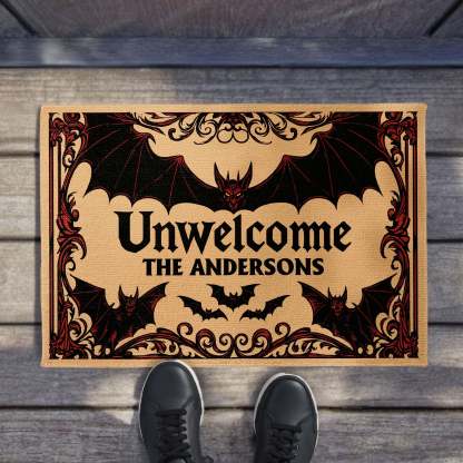 Unwelcome Doormat With Bats Design,Custom Doormat,Gift For Homeowners