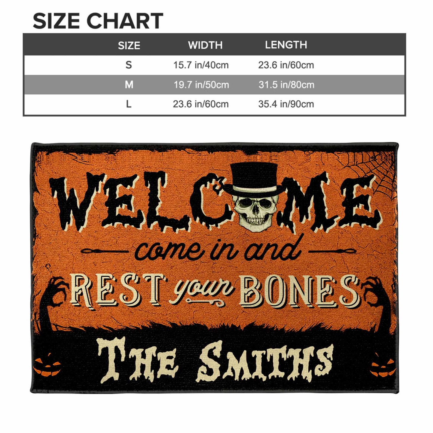 Welcome Come In And Rest Your Bones Custom Doormat, Gift For Family And Halloween Lovers