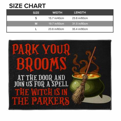Park Your Brooms, Join Us For A Spell, The Witch Is In, Custom Doormat, Gift For Family and Halloween Lovers
