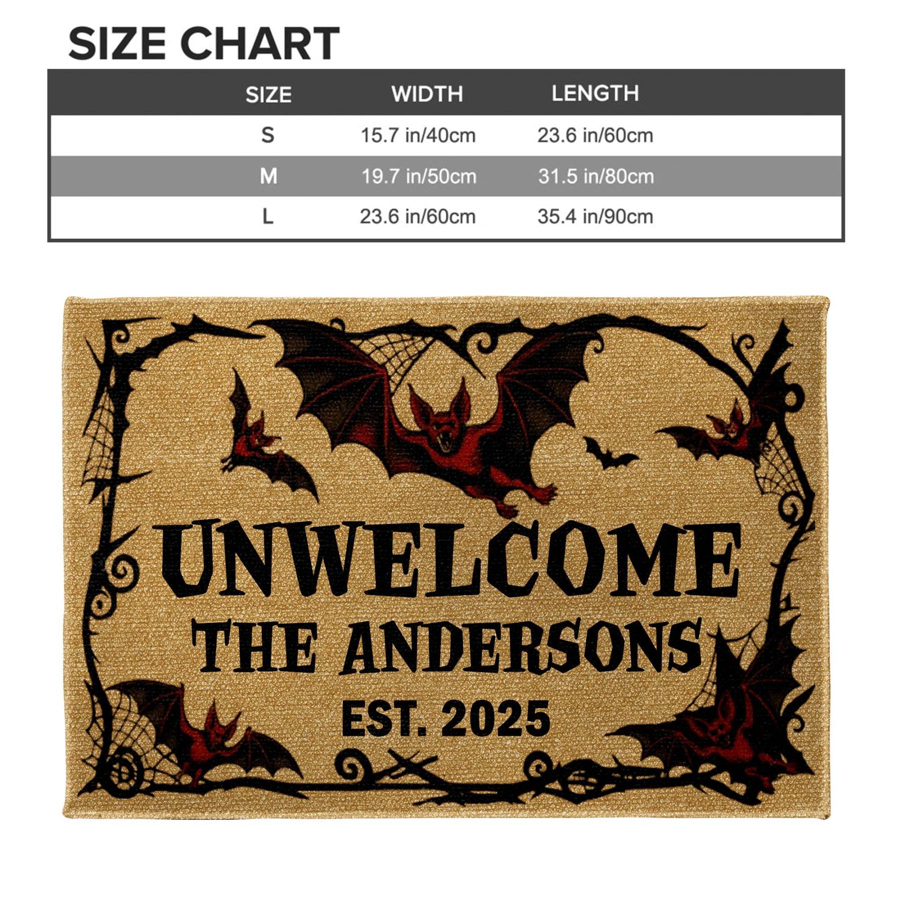 Unwelcome Gothic Bats Design,Custom Doormat,Gift For Halloween and Housewarming
